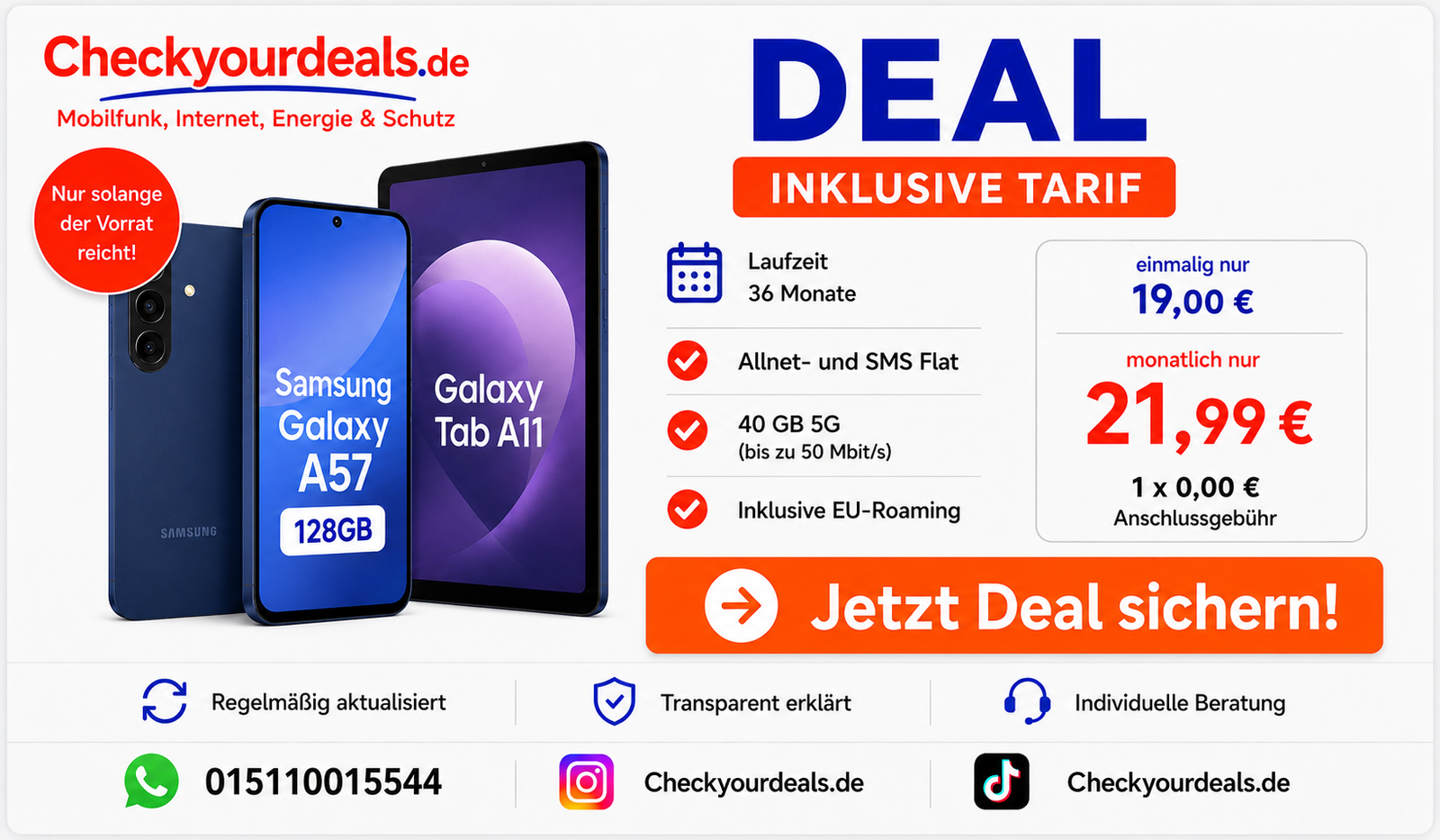 Samsung Galaxy A57 mit Galaxy Tab A11